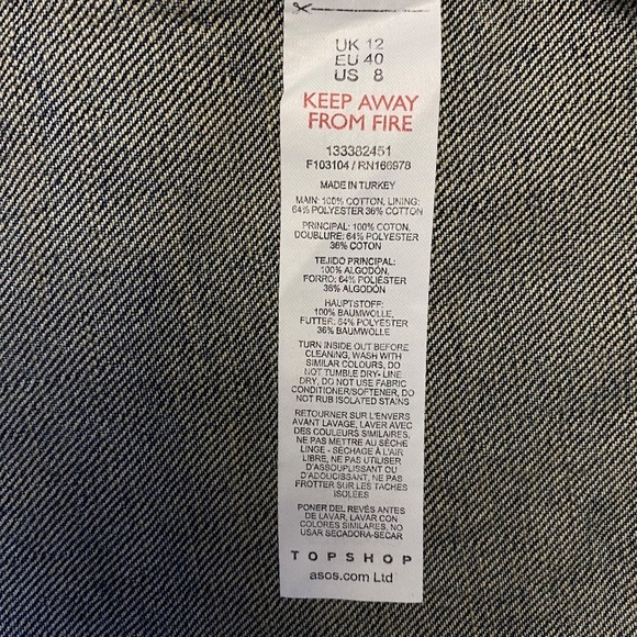 Topshop Vented Denim Skirt, Mid Blue, Size 8, NWT - Picture 13 of 15